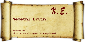 Némethi Ervin névjegykártya